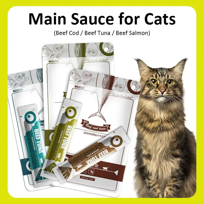 Cat Wet Food Strips – Cod, Tuna & Beef with DHA
