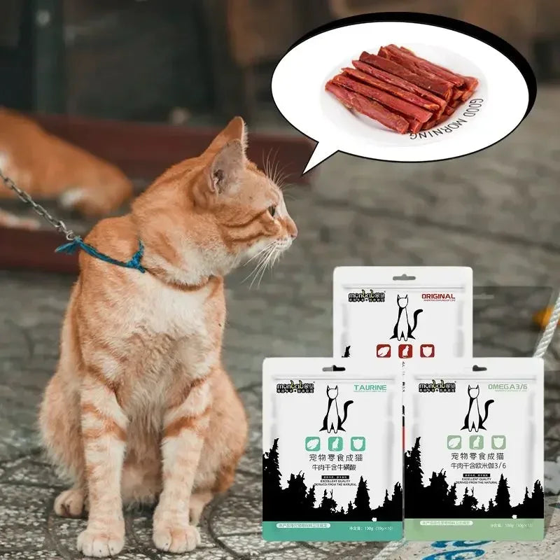 Beef Jerky Cat Treats – Taurine & Omega for Healthy Cats