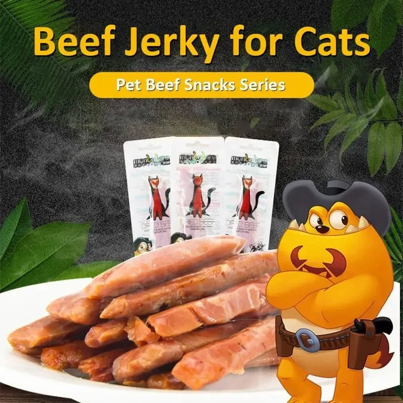 Beef Jerky Cat Treats – Taurine & Omega for Healthy Cats